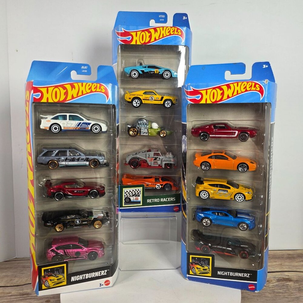 Hot Wheels Nightburnerz & Retro Racers 5-Pack Die-Cast Car Sets